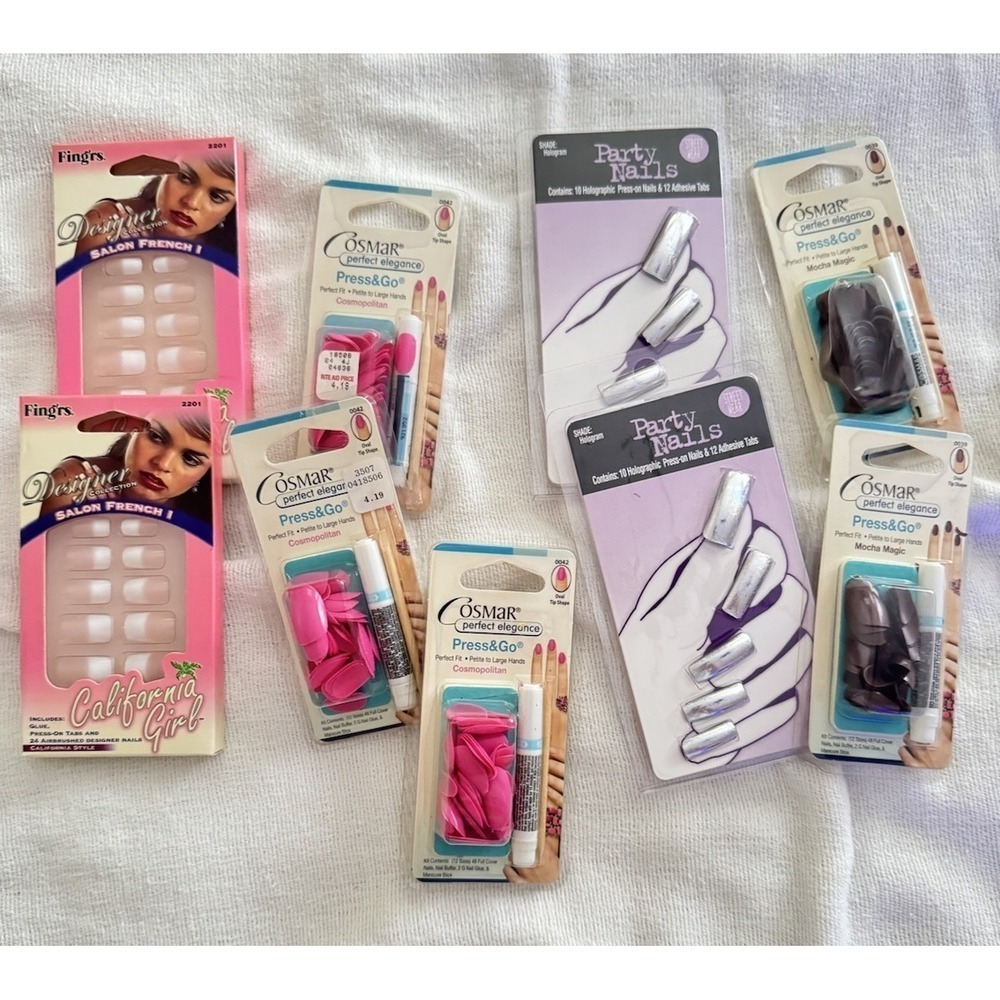 Vintage 2008 Cosmar Press & Go "Mocha Magic" Oval Tip Nails Sealed Set - Picture 3 of 3